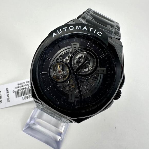 Fossil Mens Automatic Watch Skeleton Evanston Black Stainless Steel BQ2621 - Picture 3 of 8